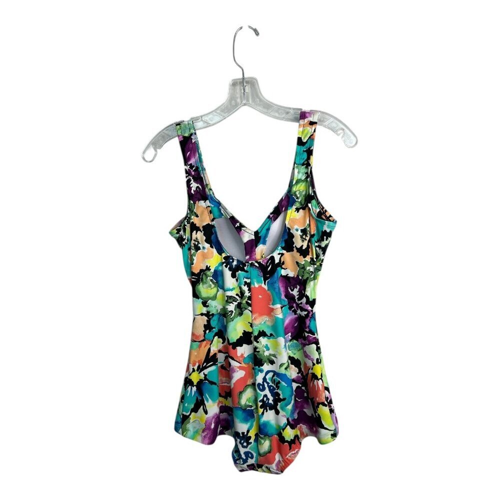 VTG Maxine of Hollywood Sz 14 Floral One Piece Swimsuit Beach Vacation Slimming - Picture 4 of 12